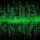Data from a digital stream or binary code on a matrix background, with vector digits from virtual security technology
