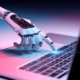 Robot using laptop